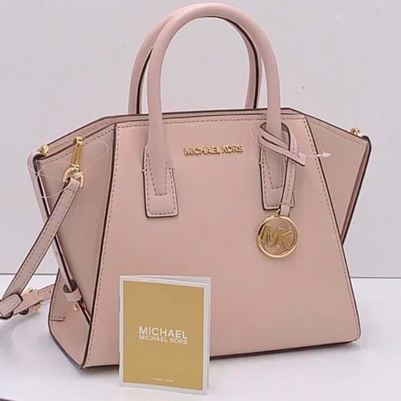 Michael Kors Avril Small Leather Top-Zip Satchel Powder Blush color - Picture 4 of 16